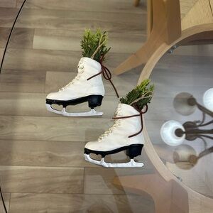 Vintage set of White Skate Ornaments